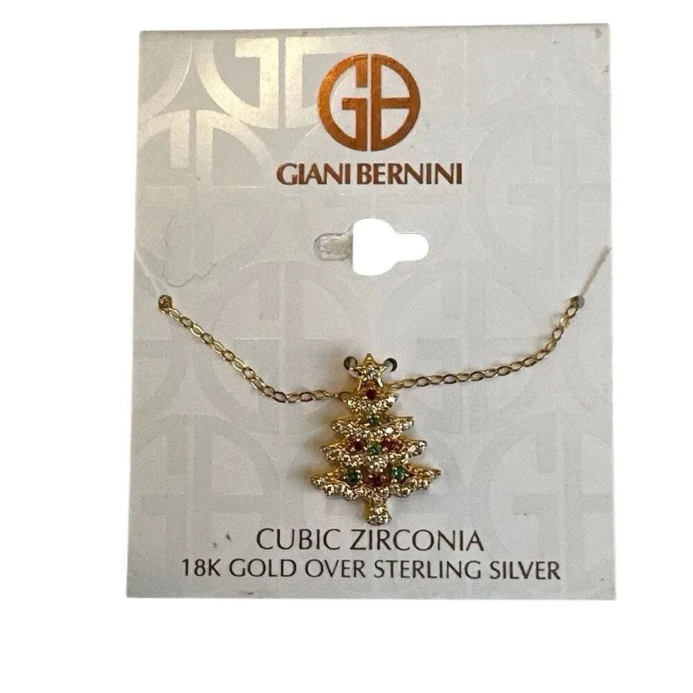 Giani Bernini 18K Gold Over Sterling Silver Christmas Tree Necklace